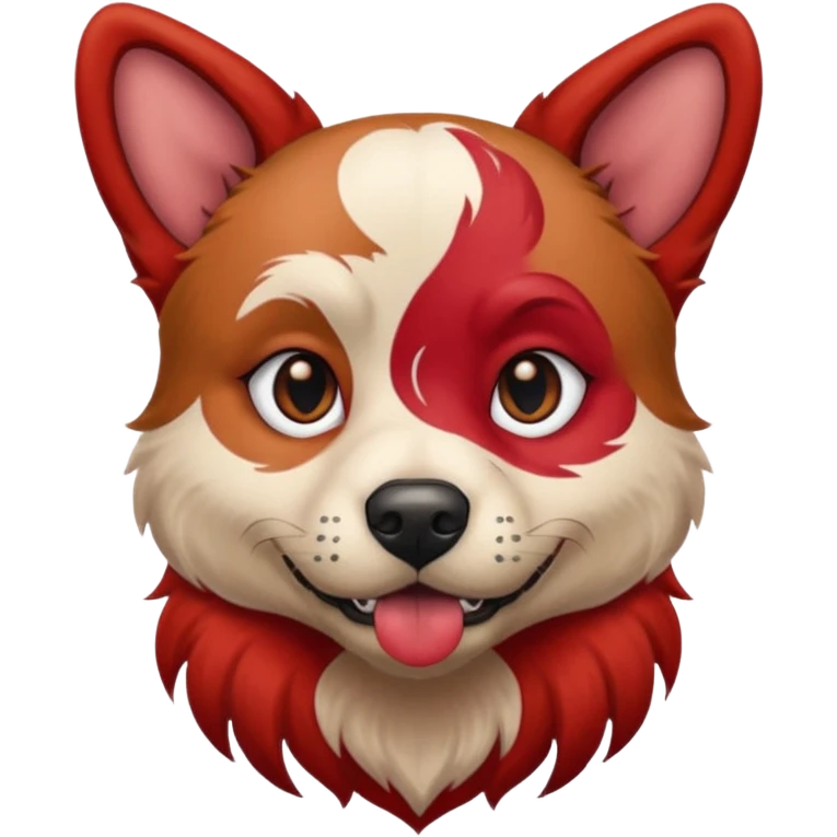 dog with tattoed face and red hair emoji
