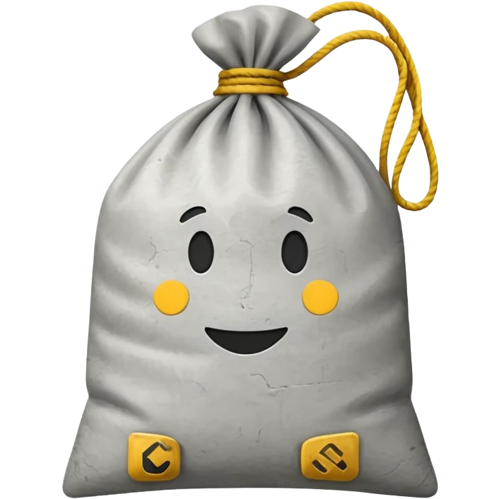 cement bag tied at the top emoji style emoji