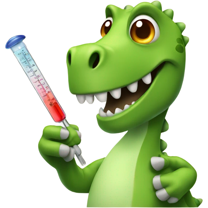 Fever dinosaur with thermometer emoji