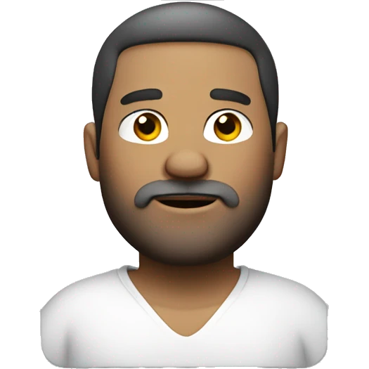 Fat guy beardless wearing white shirt and head cover emoji