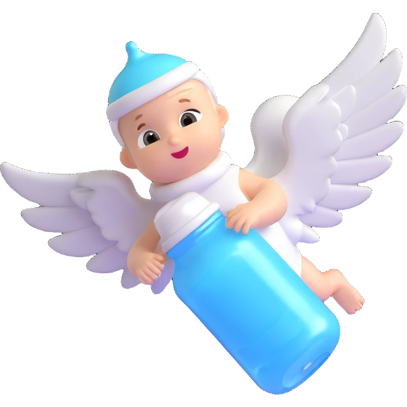 flying baby bottle with milk, wings emoji