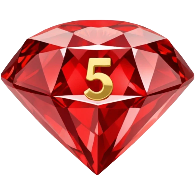 Make a round icon for a paid subscription, a red diamond, and the number 5. emoji