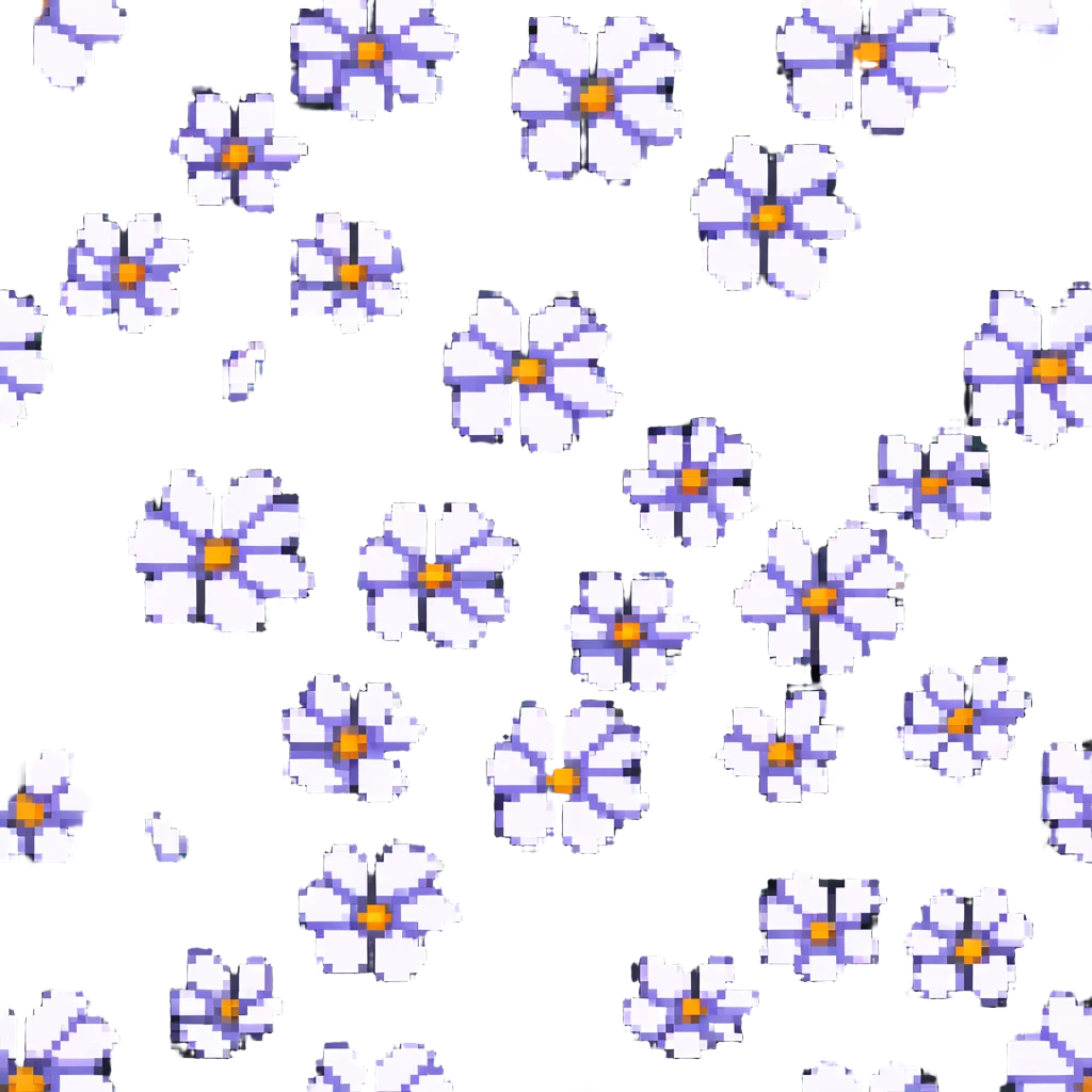 pixel art floral backdrop, retro game style emoji