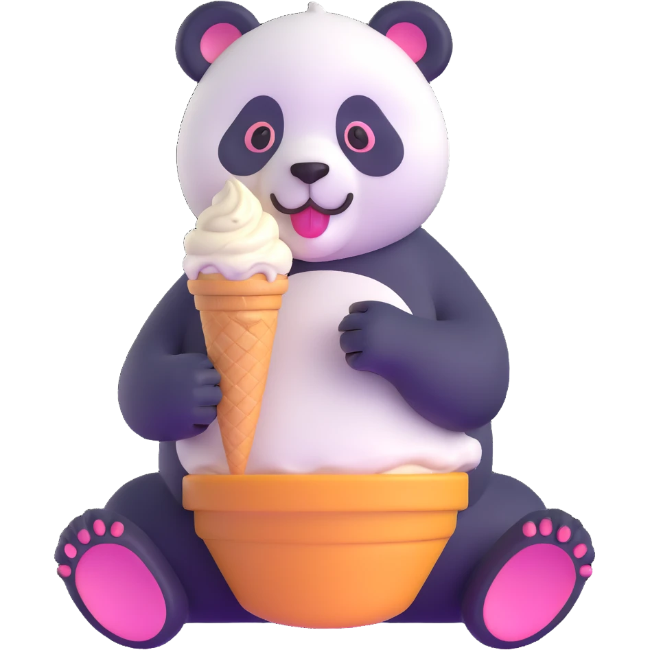 panda eating ice cream emoji