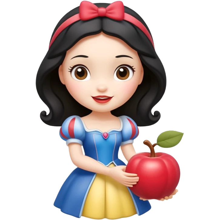 Isolated, detaile illustration of the most incredibly adorable modern style, disney snow white
figurine imaginable, toy style. emoji
