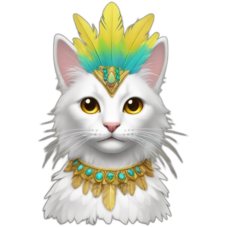 Cat wearing feathered headdress emoji