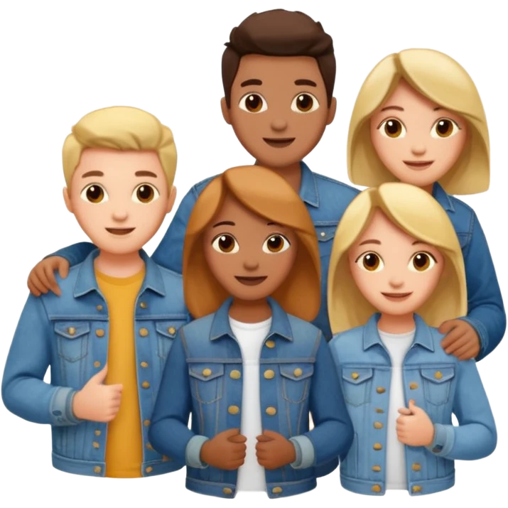happy friends in denim jackets emoji