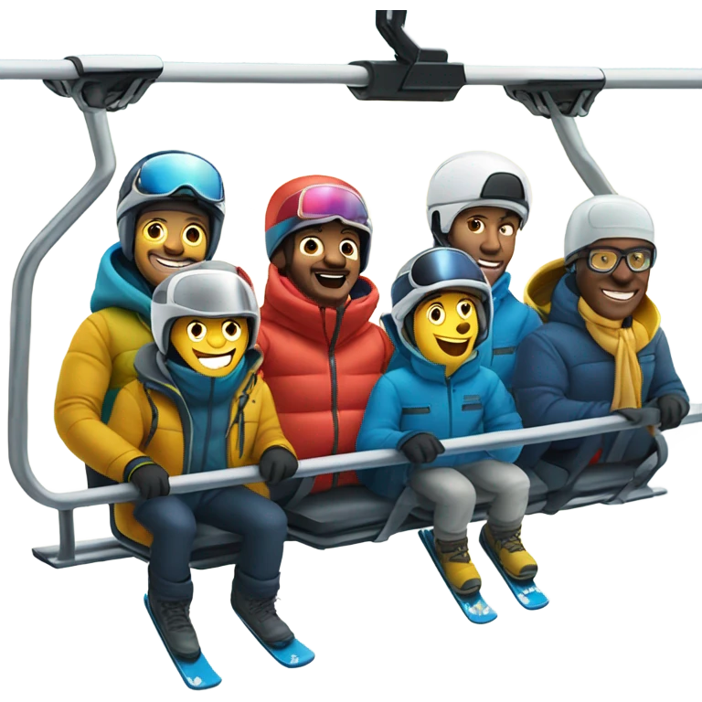 Six men in ski gear on a chairlift’s  emoji