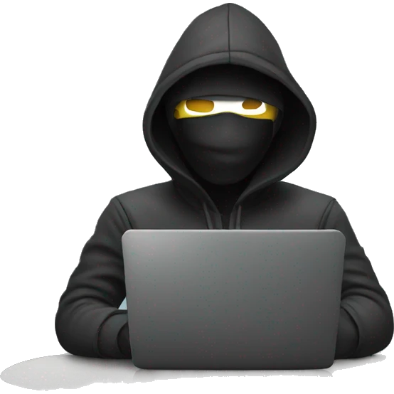 Hacker with a face mask and a laptop emoji