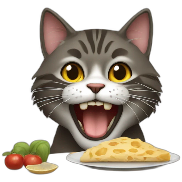chat qui mange des pates emoji