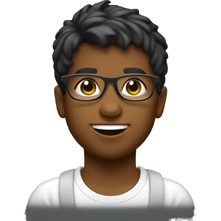 un niño con camiseta blanca de los angeles, con gafas transparentes y con pelo corto  emoji