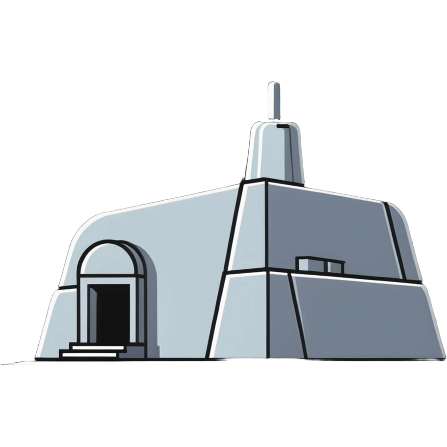 A cartoonish bunker with a whimsical design, featuring exaggerated shapes. emoji