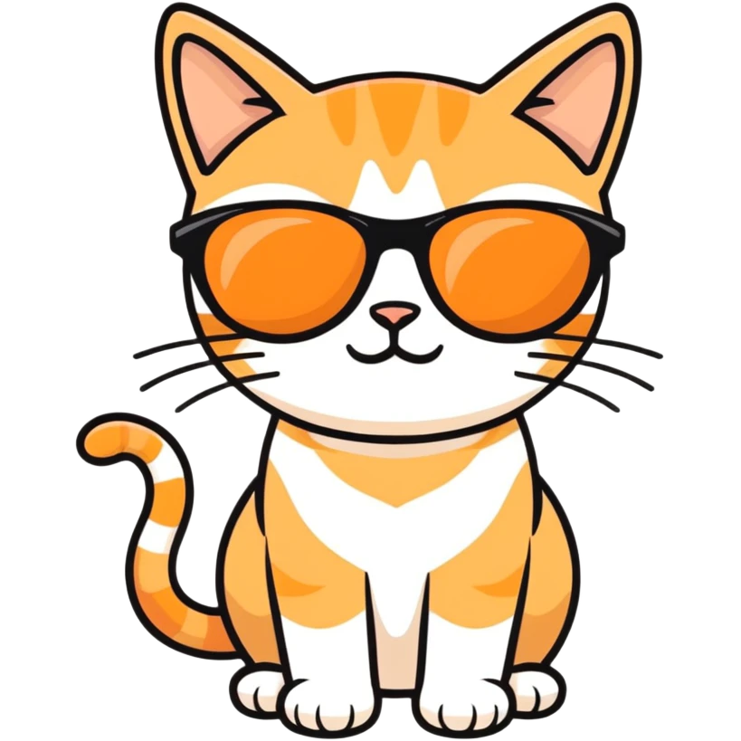 Pale orange tabby cat with sunglasses emoji
