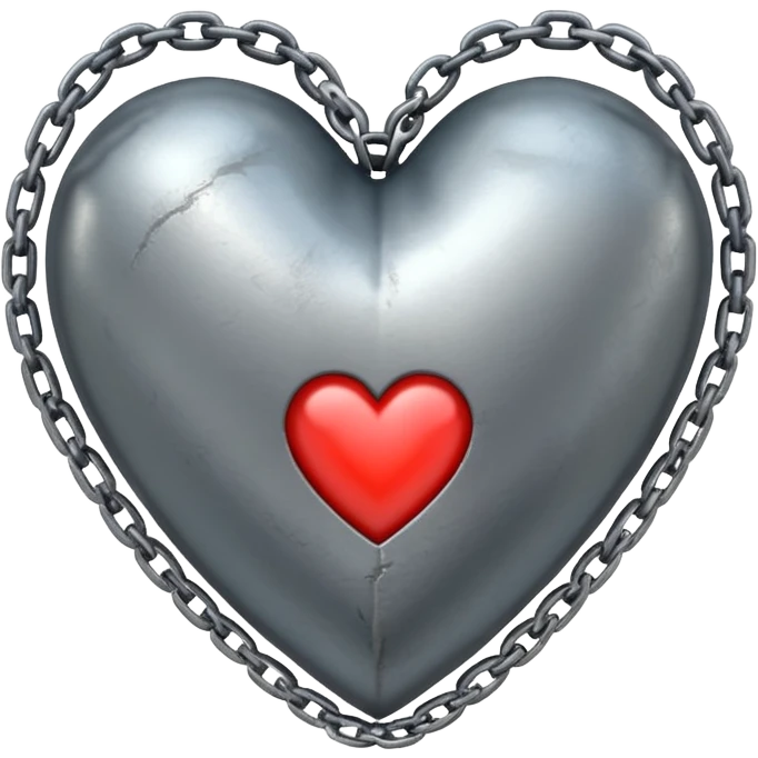 A metal heart with chains wrapped around emoji