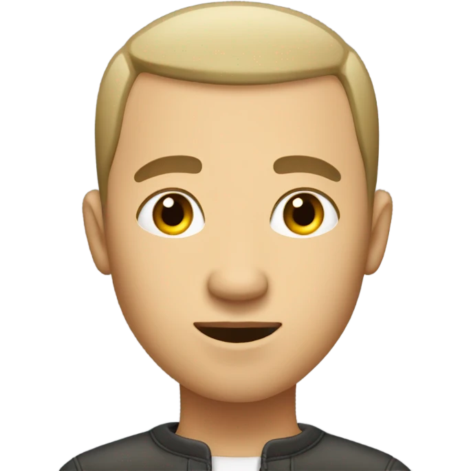 Buzz cut man full body small eyes emoji