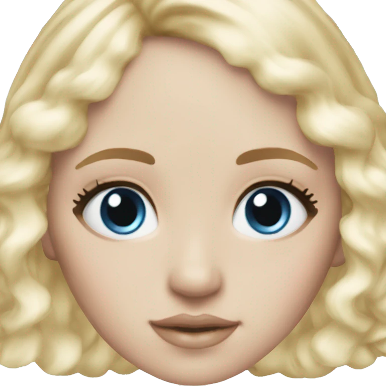 ocean blue doll eyes, blonde hair, feminine, pink, girl, angelic emoji