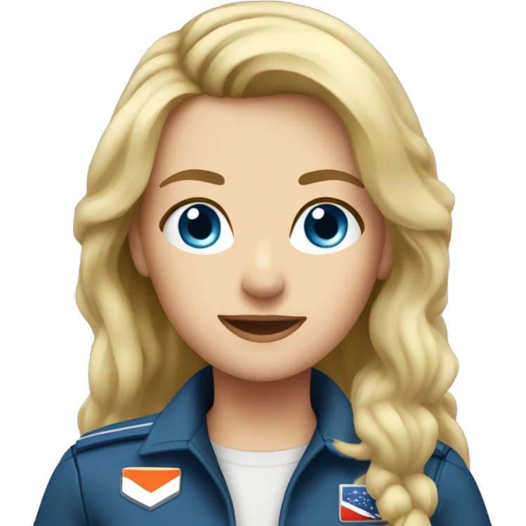 Female pilotblond long hair blue eyes emoji