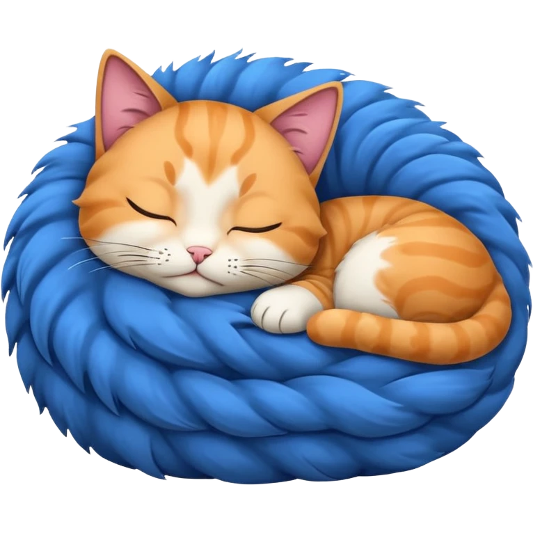 Curled Sleeping Cat blue emoji