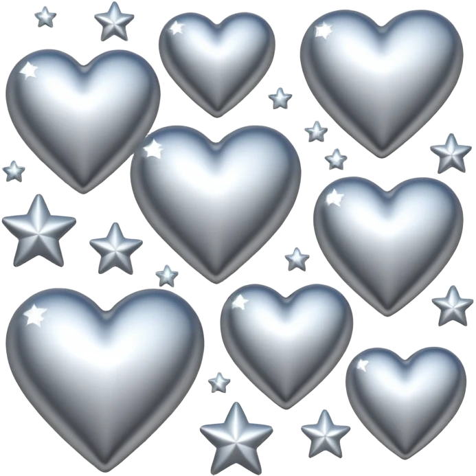 Silver hearts and stars emoji