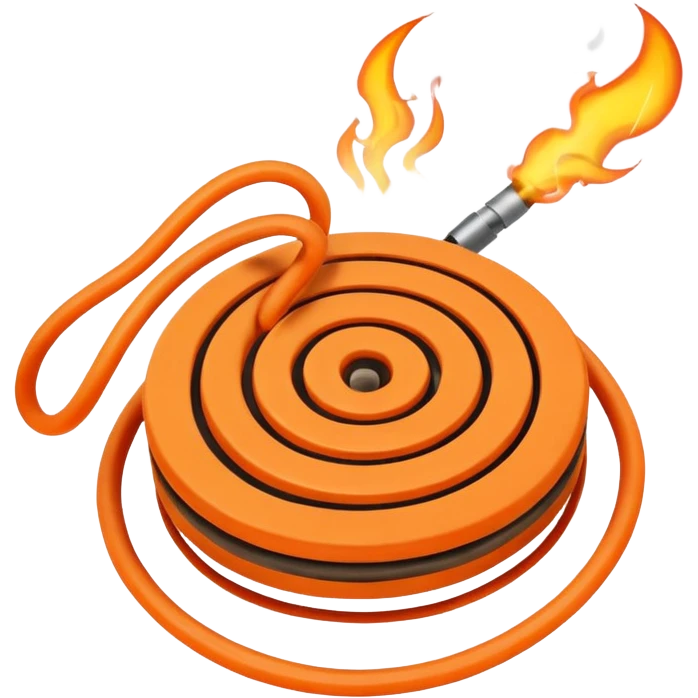 a burning mosquito coil spinning in the place of a selling fan. emoji