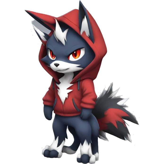 Edgy Cool Anthro Zoroark-Zangoose-Litten Fakemon Hoodie Full Body emoji