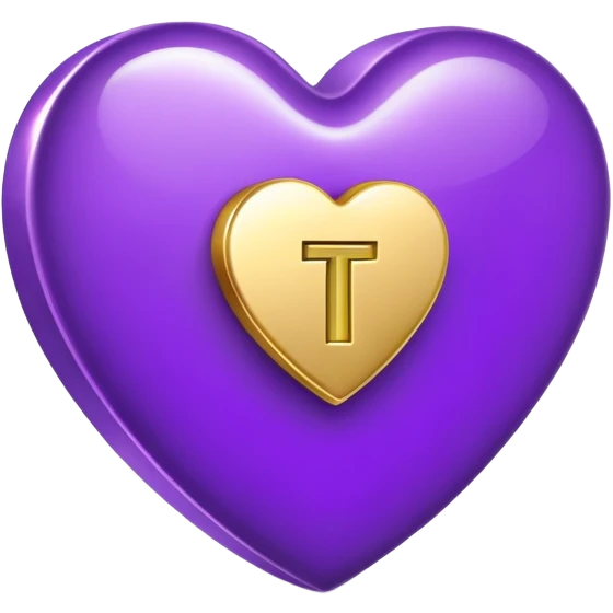 The golden Letter “t” inside a Purple Heart emoji