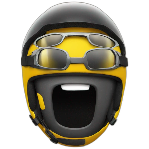 Grinning yellow emoji with professional biking helmet and sports shades (Not riding a bike) emoji