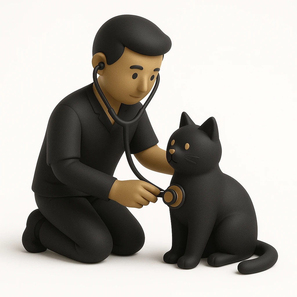 veterinarian examining a cat emoji