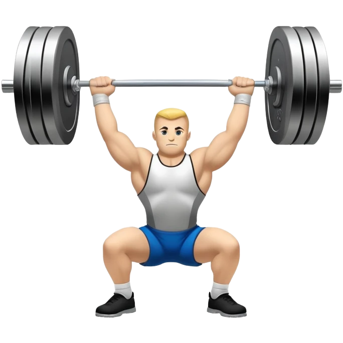 Iconic emblem of powerlifting, featuring a heavy barbell with weights on each side. The barbell is positioned in a dynamic way, emphasizing the power and intensity of the sport. The emblem is bold and sleek, conveying the essence of professional powerlifting.  emoji