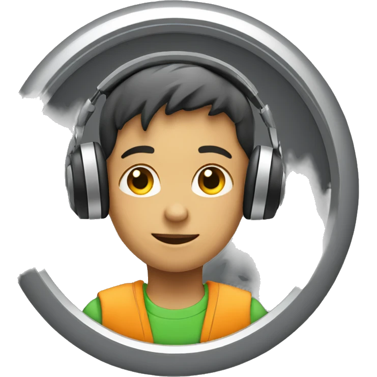 Kid boy in a wheel chair with head phones on emoji