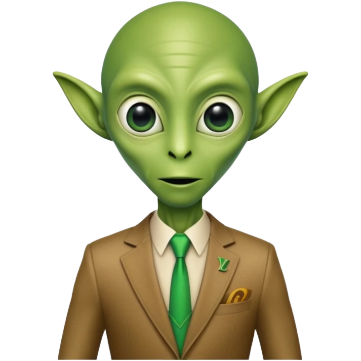 Green tall alien wearing Louis Vutton suit emoji