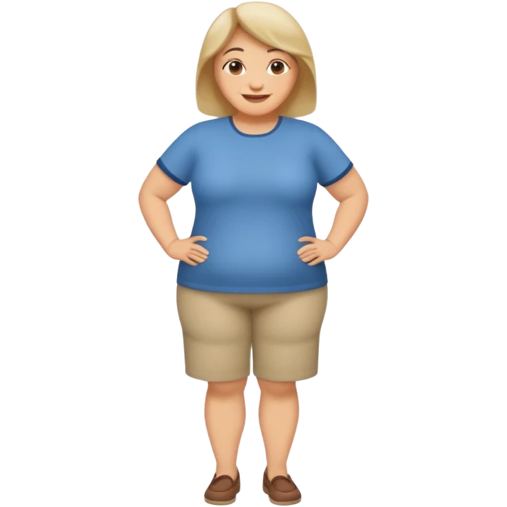 mujer mediana edad, gordita sonriente full body emoji