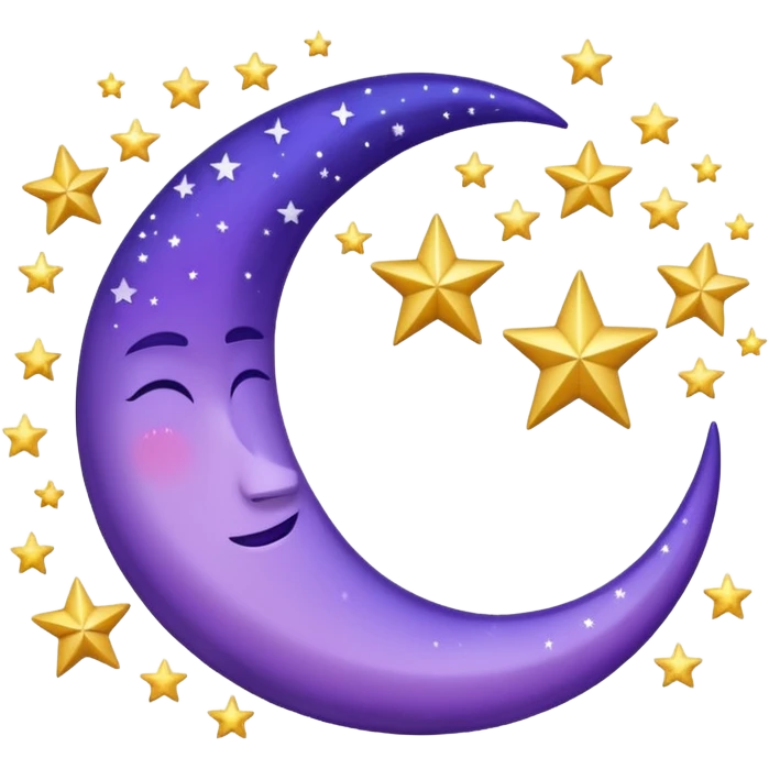 Violet crescent and stars scenery aesthetic decorations emoji