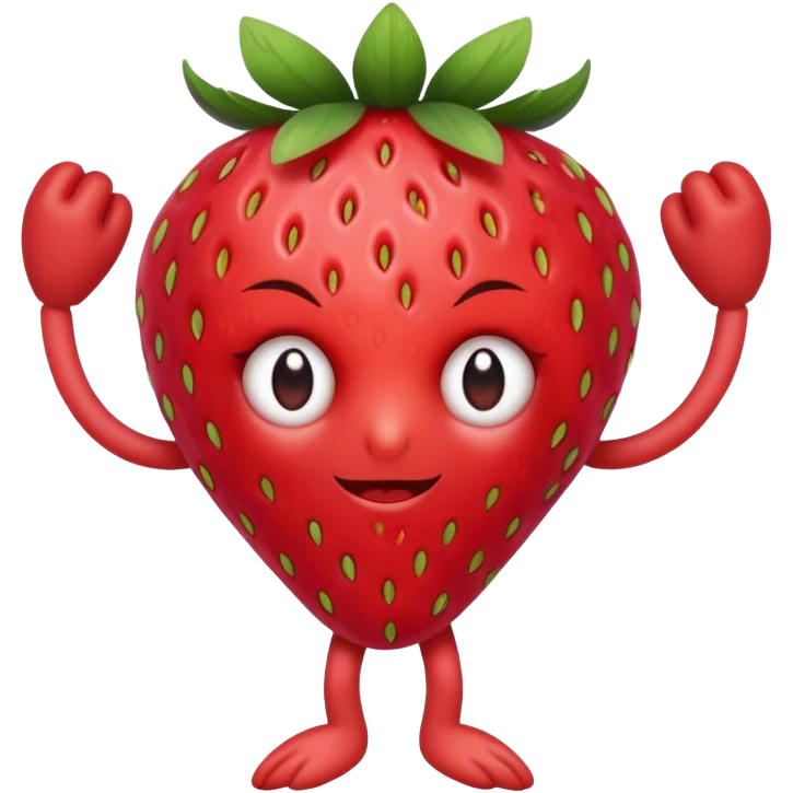 Strawberry with arms and eyes emoji