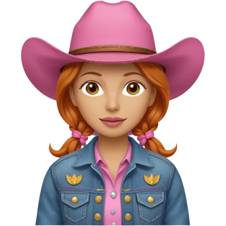ginger cowgirl with pink hat emoji