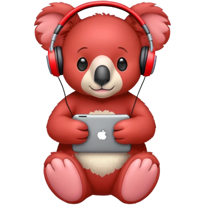 red coala toy in headphones emoji