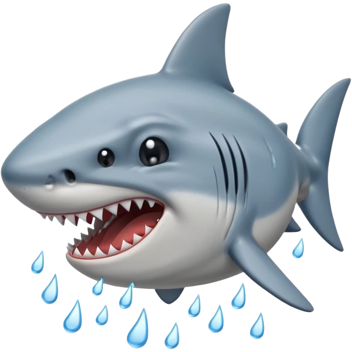 Crying shark with tears streaming down his face emoji