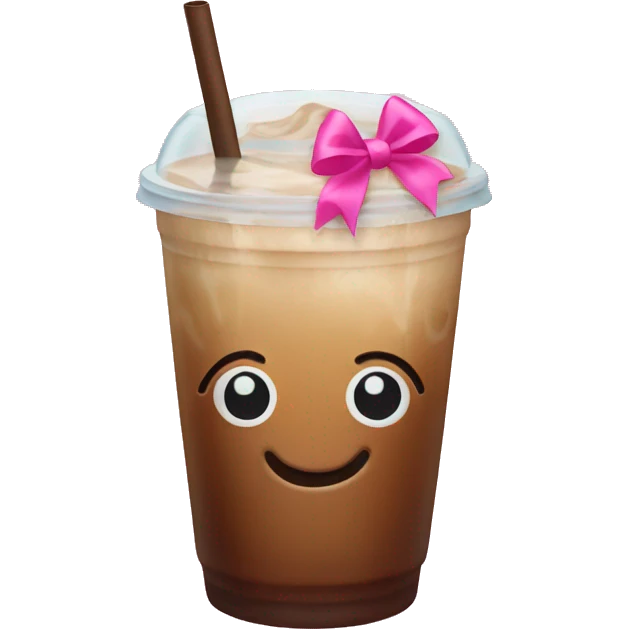 iced coffee with a pink bow emoji