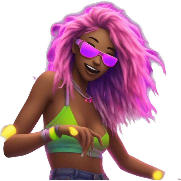 Rave party dancing neon smoking emoji