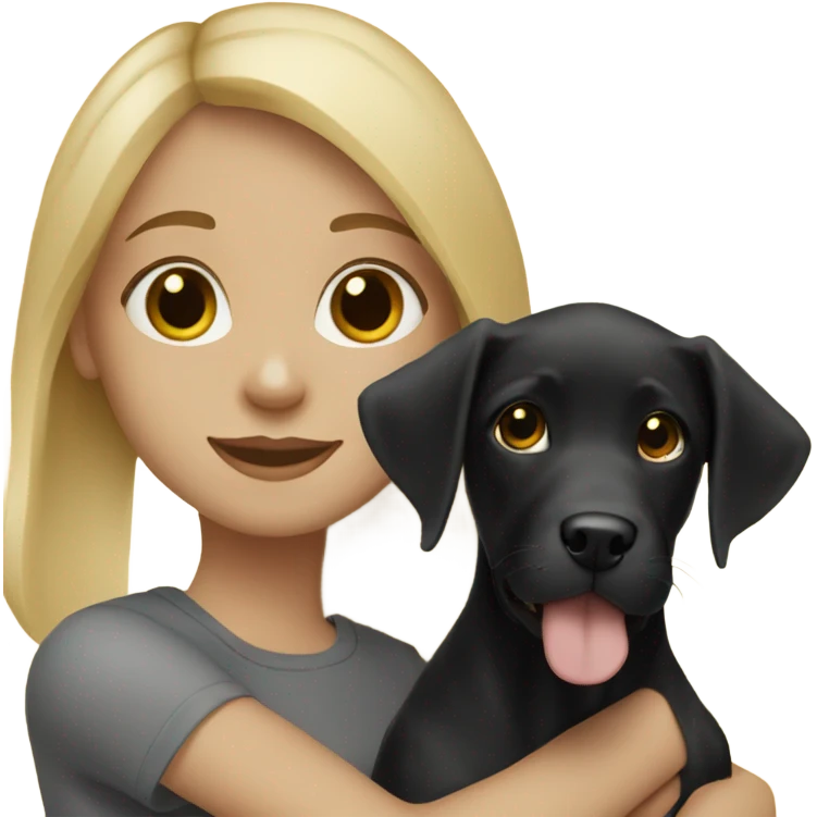 Blonde girl with black lab puppy emoji