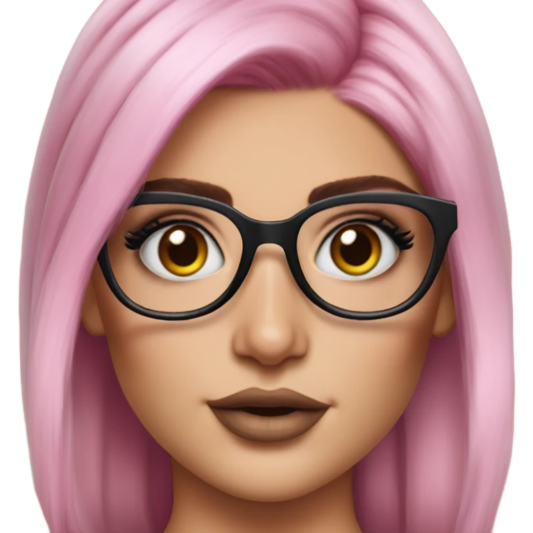 Hyper Realistic kylie jenner stylish pink hair blue eyes and glasses  emoji