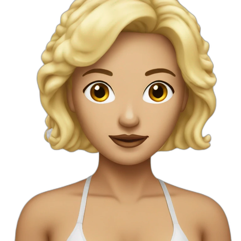 Woman blondie fifty years old in bikini emoji
