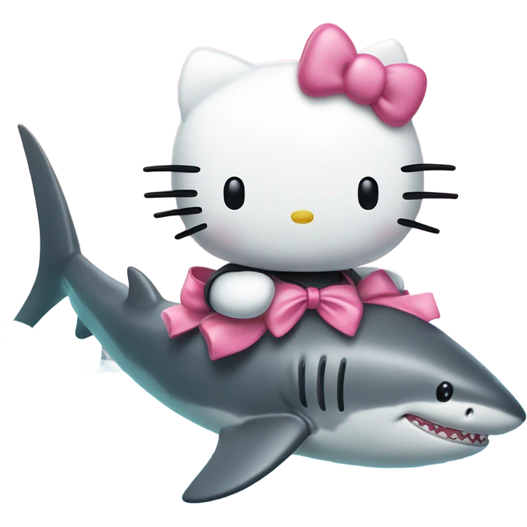 hello kitty riding a shark emoji