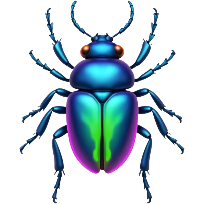 Neon beetle with aura trail emoji