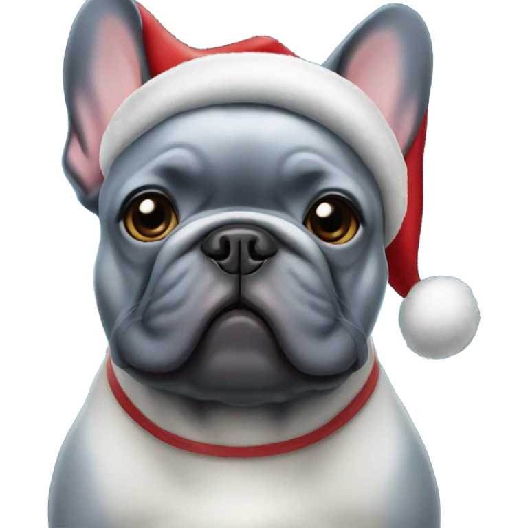 Blue French bulldog in christmas emoji