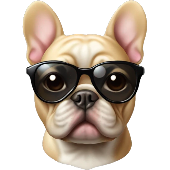 French bouledogue with sunglassed emoji