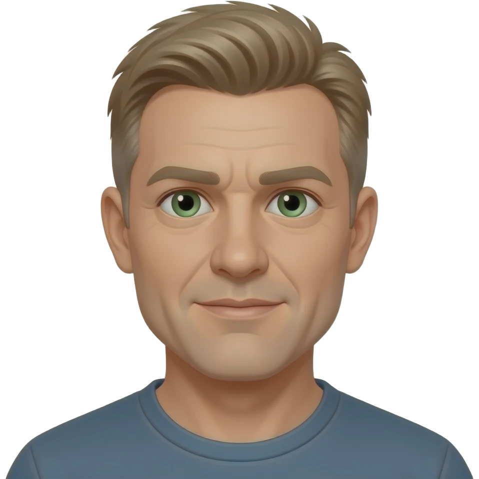 males, 40s, fair hair, dirty blonde short hair, green eyes, pale skin emoji