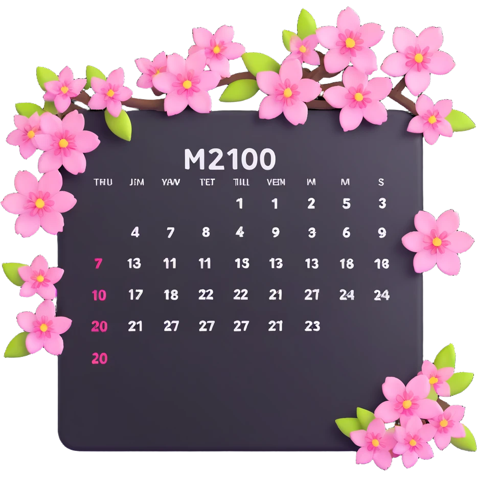 spring calendar with cherry blossoms emoji