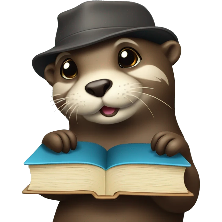 Ein Otter mit einem Stapel Bücher in der Hand  emoji