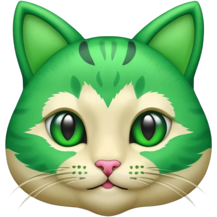 cute cat face with green money symbols for eyes, vibrant emoji style, referencing cash eyes emoji emoji